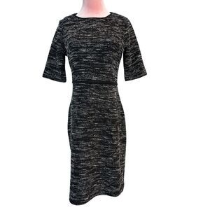 NWT Banana Republic S/S Sheath Dress Black White Variegated Knit Unlined 6